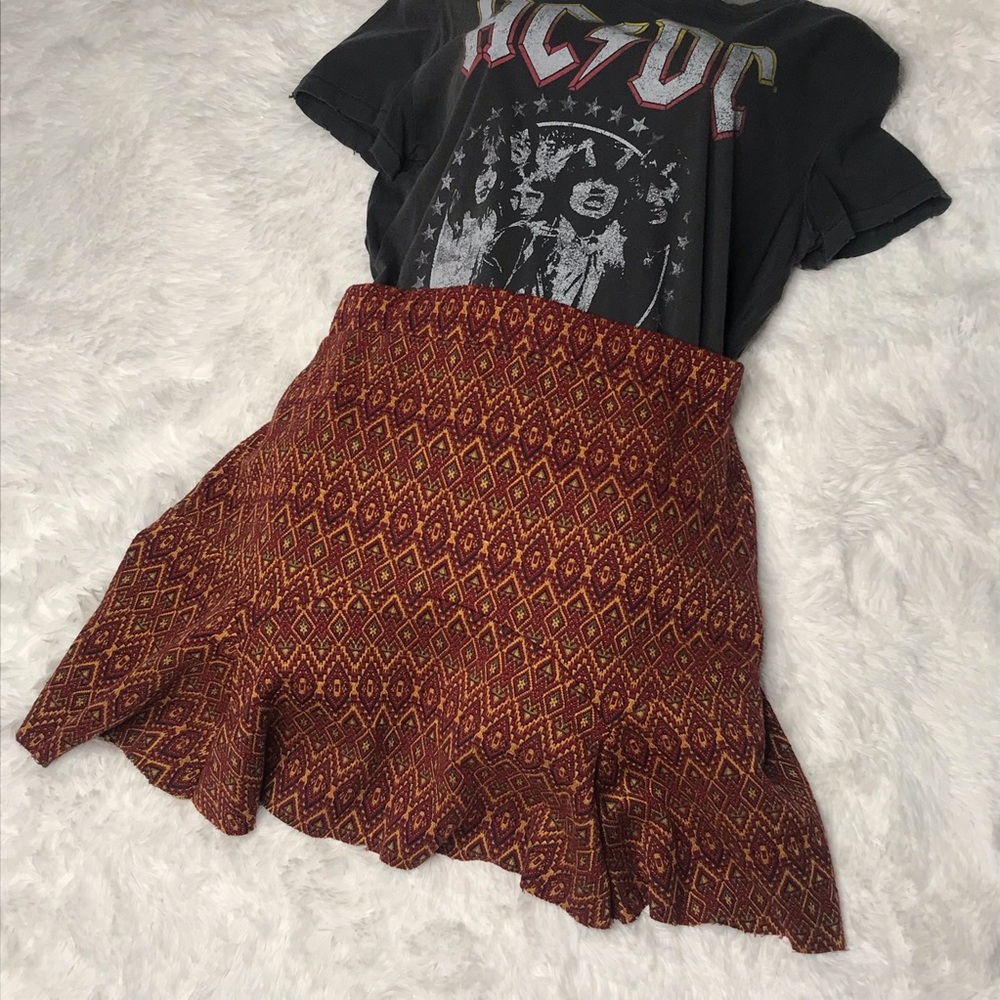 Free people burgundy and gold  high waist skirt S